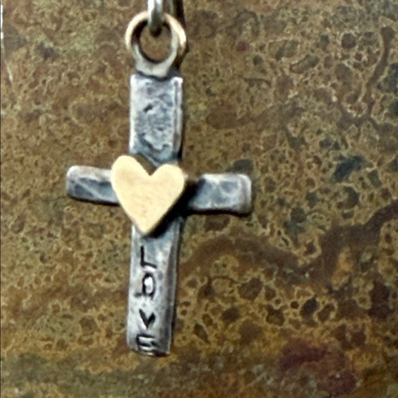 Jes MaHarry “Heart Of Faith” gold and engraved silver earrings. New with tags. - Picture 2 of 7